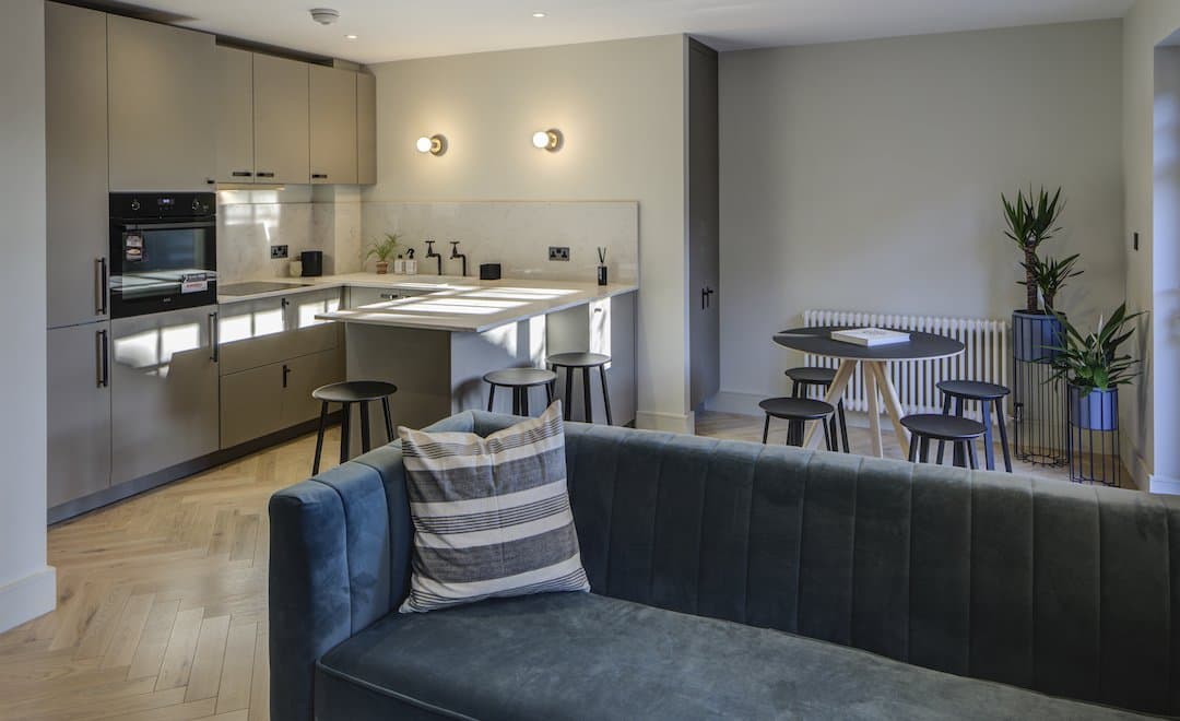 Completed apartment interior at Weston Court